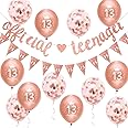 Wonsta 13th Birthday Decorations Rose Gold Glitter Official Teenager Banner Kit Women 13th Birthday Party Decorations