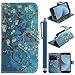 Produktbild CLM-Tech PU Ledertasche mit Standfunktion für Samsung Galaxy J3 (2017) DUOS Tasche Baum Ast Blüten Muster mit Stylus blau