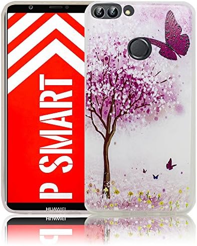 Huawei P Smart Compatible Cherry blossom tree butterflies Silicone Protective Case Protective Case Mobile Phone Case Cell Phone Case Silicone Case Case Bag Cover Bumper Case Flip