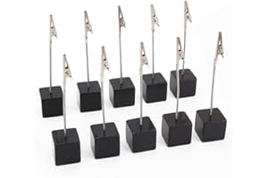 Dproptel 10pcs Memo Clip Holder Stand with Alligator Clasp for Pictures Card Paper Note Clip - Shop Display Price Tag - Black