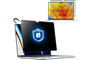 PYS Pellicola Protettiva Magnetica per MacBook PRO 16 Pollici 2021-2023 M2 PRO / M2 Max / M1 PRO / M1 Max A2485/A2780 Anti-Luce Blu Senza Bolle, Anti-Impronta Rimovibile