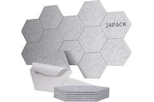 Sonuvia 24 Stück Hexagon Akustikplatten selbstklebend, Schallschutz & Schalldämmung für Wände & Türen – 230kg/m³, NRC 0.95, 100% Polyester, Ideal für Schallschutz Wand, Silbergrau