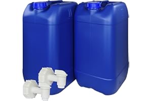 SUPER NET CALI Garrafa con Grifo 25 litros Azul. Apta para uso alimentario. Boca ancha. Idónea como depósito de agua potable. Resistente a químicos. (2 Unidades).