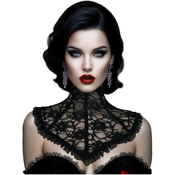 Collier Gothique Plumes Keland - Style Vampire, Lolita - Adjustable Pour Halloween Ou Soirée