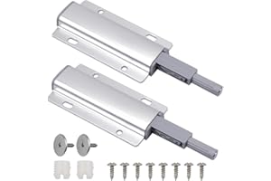 HQdeal 2 Pack Push to Open System Damper Buffer, Push to Open Door Catch Magnetic Door Latch Magnet Push Latches Release for Kitchen Cabinet Door Furniture Wardrobe Drawer, Silver
