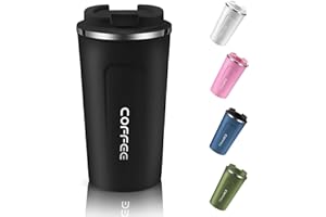 Dycietx Travel Mug with Leakproof Lid Reusable Insulated Coffee Cup for Hot & Cold Drinks/Tea Portable Stainless Steel Thermal Takeaway Travel Coffee Mug for Car/Outdoor/Picnic/Office/School(Black)