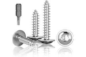 Jyvex Pack of 100 self-tapping screws stainless steel M4 x 25 mm, self-tapping screws with disc, A2 V2A Torx screws, full thread, wood screws, flat head screws with T20 drill