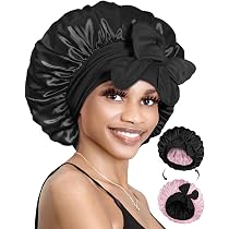 Seidenhaube Zum Schlafen, Doppelseitig & Verstellbar | Für Lockiges & Gefärbtes Haar | Polyester, Hautfreundlich