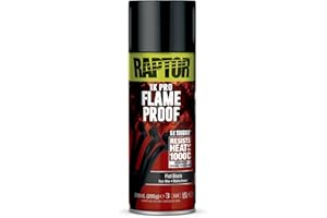 U-POL RAPTOR Flameproof | Feuerfest | hitzebeständig bis 1000°C | Thermo-Lack-Spray | Schutz für Auspuff, Motor & Auspuffkrümmer vor Rost | schnell trockenend (flat black/mattschwarz - 338ml)