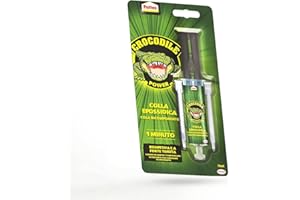 Pattex Crocodile Power Cola Bicomponente 1 Min, resina epoxi con jeringa con mezcla instantánea, pegamento epoxi rápido – Incluso para superficies irregulares, 1x11ml