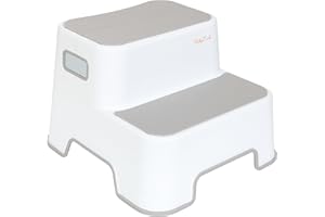 Babycurls Childrens Double Step Stool – Non-Slip 2 Step Up for Toddlers with Handles, Sturdy for Kids Potty Training, Bathroom & Kitchen Use – Supports up to 100kg