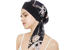 WUERKIYA Pañuelo para La Cabeza para Mujer Tocado para Mujer Tocado para Quimio Conjunto Preatado Pañuelo para La Cabeza Plisado Gorro Gorro para Mujer -azafrán de vino