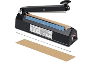 Teenza 300mm Heat Sealer Impulse Bag Sealer Poly Bag Sealing Machine Heat Seal Closer with Repair Kit - Black