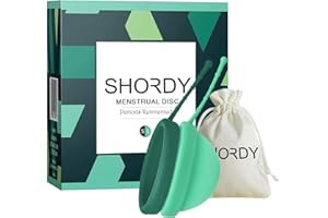 SHORDY Reusable Menstrual Disc Set of 2 (Small & Large) with Storage Bag, Medical-Grade Silicone, Soft Period Disc, Medium Flow Kit, Feminine Hygiene & Care | Tampons, Pads & Cups Alternative (Green)