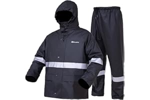 WCBDUT Combinaison de pluie pour homme et femme lourde imperméable (veste + pantalon) - Capuche coupe-vent - Vêtements de pluie - Vêtements de travail
