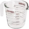 Pyrex Prepware Messbecher für 2 Tassen, rote Grafiken, transparent