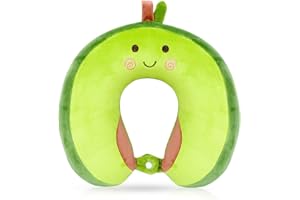 Wishstar Poduszka podróżna awokado, poduszka pod kark dla dzieci, kreskówka w kształcie litery U, pianka z pamięcią kształtu, poduszka podpierająca do samochodu, pociągu, biura, domu, samolotu,