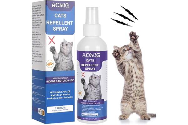 Aomig 200ml Spray Répulsif pour Chat Spray Anti-Griffage pour Chat, Spray Anti-Rayures Chat Spray D'entraînement Chat, Protecteur de Meubles Contre Les Rayures de Chat, Spray Anti-Rayures Chats