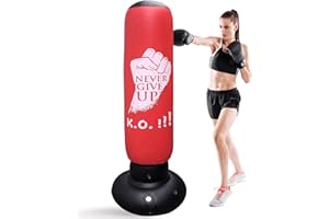 LNCBOC Inflatable Punch Bag for Kids, 160cm Inflatable Heavy Boxing Bag, Free-standing Target Stand Tumbler Black, Punching Kick Training Tumbler Bag for Relieving Pressure Body Building