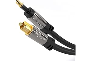 KabelDirekt – Przewód optyczny cyfrowy audio Mini-TOSLINK 0,5m (Mini-TOSLINK > TOSLINK) – PRO Series