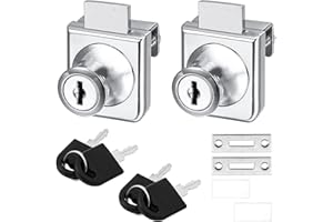 LTHERMELK Einzelnes Glastürschloss 2 Stück Glasschrankschloss mit 4 Schlüsseln Glastüren Vitrine Sicherheitsschloss Schrankschloss für 5-8 mm Glastür, Separater Schlüssel Ohne Bohren Zinklegierung