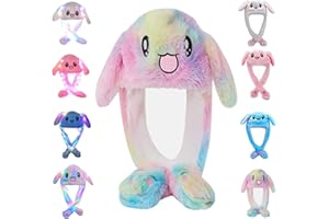 CICILIAYA Funny Plush Bunny Hat Ear Moving Jumping Rabbit Cute Animal Flap Cap Unisex for Women Girls Children Party Holiday Halloween Easter Christmas Birthday Dressup Cosplay Costume Gift with Paws