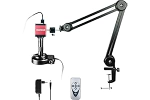 RUZIZAO Microscope Numérique Caméra 13MP 1080P HDMI VGA Microscopes Vidéo Industriel Objectif À Monture C avec Zoom 150X Support Pliable, Éclairage Annulaire LED