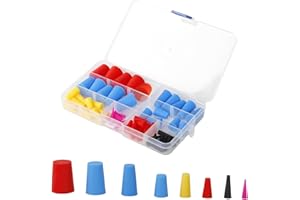 Orssmigs 60 Pezzi Tappi Conici in Gomma Siliconica Tappo Kit Assortito di Tappi Conici e Tappi Assortiti, Tappi per Fori Conici