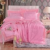 LifeisPerfect L03 niñas Rosa sábanas Set 4pcs Princesa Juegos con Camas Queen Size Borde...
