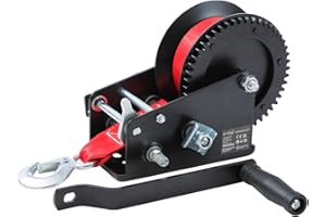KATSU Tools Cabrestante Manual Pesado 3000lbs 1360kg con Correa de Poliéster de 10m, para Remolques de Barco, Caravana, Coche, Camión y Recuperación de Emergencias 325926