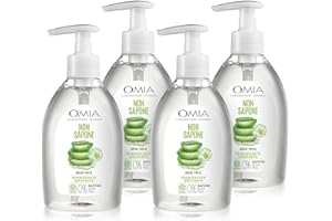 Omia Non Sapone EcoBio con Aloe Vera de Salento, Jabón Líquido para Manos y Rostro, Acción Hidratante, Suavizante y Refrescante, Pack de 4 Unidades, Botes de 300 ml