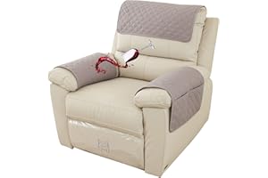 ZGDDPZA Waterproof Armchair Arm Cover 1 2 3 Seater Headrest Cover for Recliner Chair Anti-Slip Armchair Slipcover with Pockets Organiser Sofa Chair Arm Protector F for Dog, Cat, Pets (Light Gray,1 Seat 3 pc)