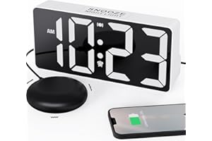 MINORZ Wecker Laut mit Vibration für Schwerhörige | Senioren | Jugendliche, LED-Display Digital Wecker mit Nachtlicht, Doppelalarm, USB-Ladegerät, Batterie Backup für Schlafzimmer, Wohnzimmer