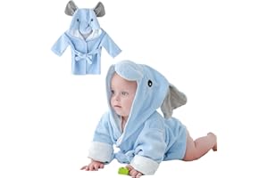 DIVINGBIRDS Baby Boys Girls Dressing Gown Viscose Bamboo Bath Robe, Qiuck Dry Bathrobe Soft Towel Robe with Cute Animal Design 0-4 Years