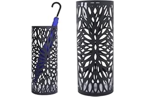 Bakaji Schirmständer Regenschirmständer Metall Schwarz Mit Wasserauffangschale Haken Für Regenschirm Gehstock