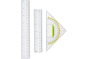 ROMINVIC Geodreieck und Lineal,Geodreieck Grundschule mit Griff,Lineal 15cm und 20 cm,Geodreieck Klein Groß 14cm Transparent Flexibel zum Kreise Zeic