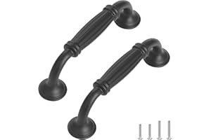 TsunNee 12 Stück Vintage-Schrankgriffe, Schranktürgriffe, europäische Bogengriffe, antike Schubladengriffe, Möbeltürgriffe für Küche Schlafzimmer (12, Schwarz, 96 mm)