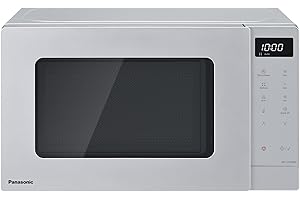 Panasonic NN-ST23QMBPQ 20L Solo Microwave Oven with Glass Tray, 800W, Auto Defrost, 11 Auto Programmes, LED Display, 5 Power Settings, Digital Timer, Silver