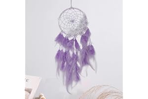 FOSDICK Attrape Reve avec Plumes, Attrape Reve Geant Violet, Handmade Capteur de Rêves pour Chambre Maison Décoration, Tenture Murale Mobile Decoratif Filles Enfants Cadeau