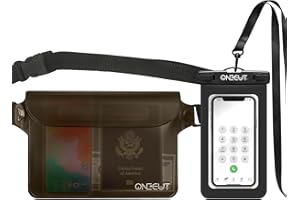 ONECUT Waterproof Pouches & Pouch Case Bundle Set- Keep Phone & Valuables Dry and Safe -Waterproof Dry Bags for Boating Swimming Snorkeling Kayaking Beach Water Parks Pool (Gray Pouch with Waterproof case)