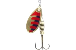 Rublex - Pack de 5 Cucharillas de Pesca Celta-3 ORN | Cebo Artificial de Pesca con Sistema Quita-Vueltas y Anzuelo Fácilmente Intercambiable, Color Oro Rojo Negro, 5gr