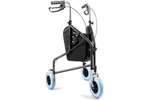 THE HELPING HAND COMPANY Helping Hand Company Lightweight Three Wheeled Folding Walker with Brakes and Carry Bag. Height Adjustable Indoor and Outdoor Rollator for Seniors, Disabled and Anyone Who Needs Support When Walking