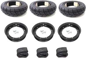 STREETPARTS24 3x Winterräder M+S 100/90-10 Radsatz Felgen + Reifen Schwarz passend für Piaggio Ape 50 TM TL1T - TL6T ZAPC80 – Kompletträder Winterreifen mit Felgen und Schläuchen