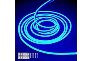 Balabaxer Striscia luminosa blu al neon, 16.4ft/5m 12V DC 600 SMD2835 LED impermeabile, per la decorazione interna ed esterna (senza azionamento)