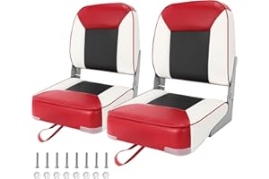 CYUREAY Boat Seats 2 Pack, Folding Boat Seat for Fishing, Waterproof Captain's Chair, Boat Seat 2 Pack, Suitable for Jon/Pontoon/Canoe/Bass Tracker Boat Seats - Unique Colour Design (Red/White)