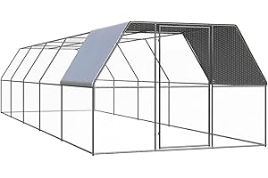 Festnjght Grande Perrera de Exterior con Toldo Jaula Gallinero de Exterior con Techo Impermeable de Acero Galvanizado 3 x 10 x 2 m, Gallinero Aviario Corral Habitáculos con Puerta y Cerradura
