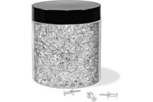 JIKIOU Push Pins Tacks 800 Count in Reusable Box, Standard Clear Drawing Pins Steel Point Thumb Tacks for Wall Cork board Map Calendar Photo Home Office Craft Projects Plastic Head Steel Pin