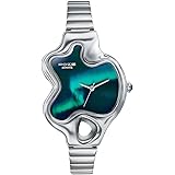 Sonata Poze 8 Quartz Analog Northern Lights Inspired Watch for Unisex with Blue Luminous Dial & Silver Sheet Metal Strap – SP80140SM01W: 