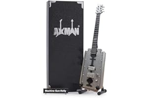 AXMAN Machine Gun K MGK “Razor” Miniature Guitar Replica - Music Gifts - Handmade Ornamental 1/4 Scale - Includes a Display Box, Name Tag and Miniature Guitar Stand