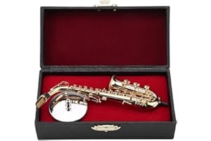 ZYZYZK Décor de Bureau, réplique de Saxophone Alto Miniature avec Support, Finition exquise, décoration pour Salle de Musique/Magasin de Musique, Cadeau pour Anniversaire pour Enfants